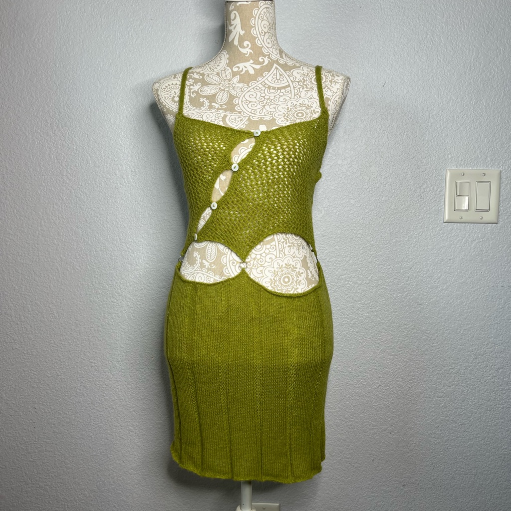 Amalfii Knit Cut Out See Through 100% Acrylic Dress Sz S Nwt